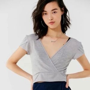 Urban Outfitters Gray Wrap Top